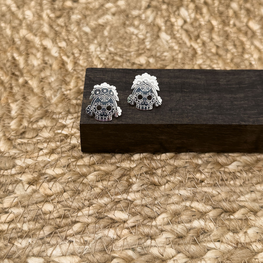 ARETES CATRINA OAXAQUEÑA PLATA